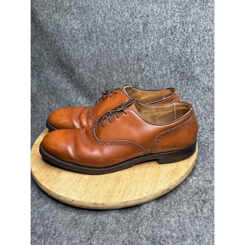 Alden Cap Toe Oxford Shoes Mens Size 9 C Brown Leather Brogue Dress Made USA